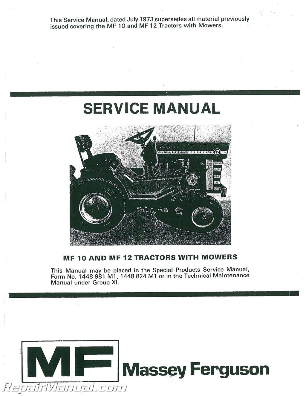Service Manual Massey Ferguson 1210